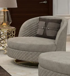 Casa Padrino Luxus Wohnzimmer & Hotel Sessel Grau / Gold 85 x 82 x H. 80 cm
