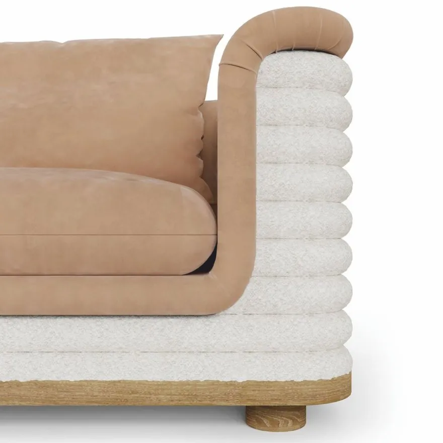 Casa Padrino Luxus Wohnzimmer & Hotel Sessel Braun / Weiß 115 cm - Premium Qualität