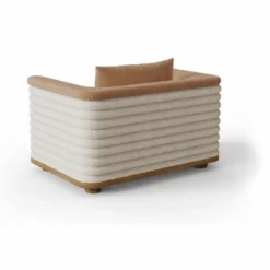 Casa Padrino Luxus Wohnzimmer & Hotel Sessel Braun / Weiß 115 cm - Premium Qualität