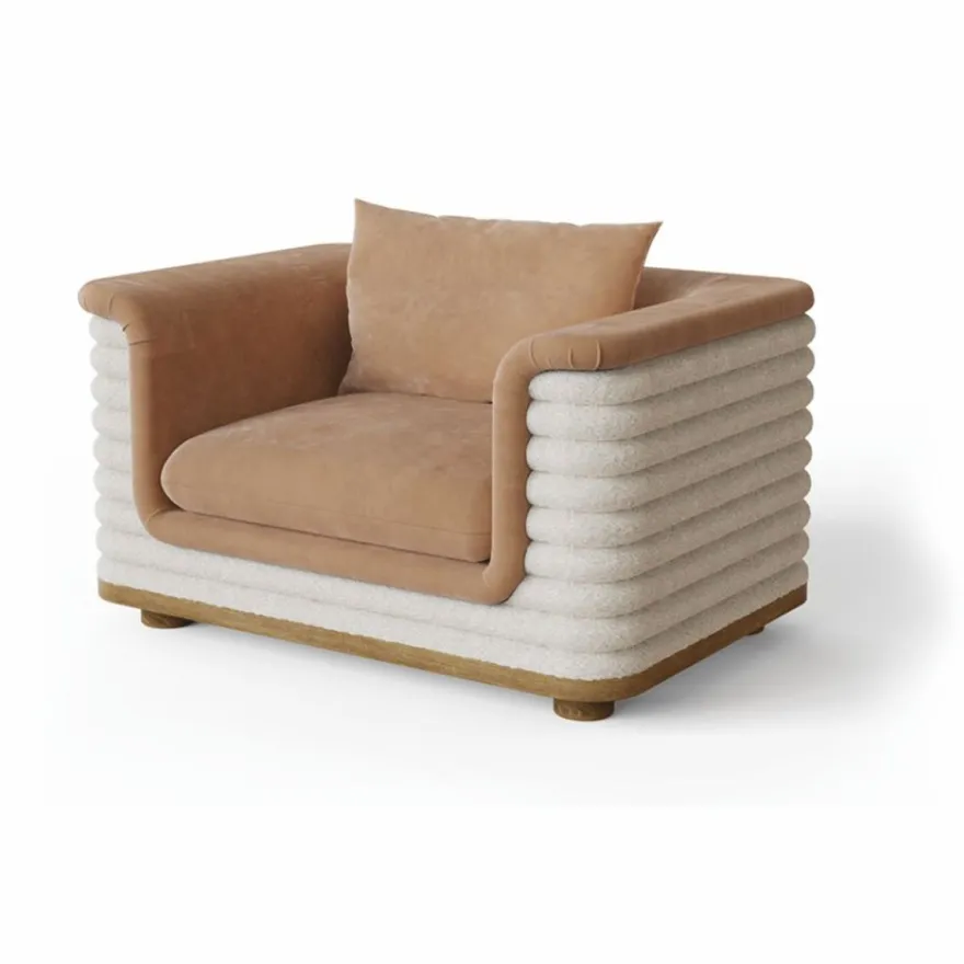 Casa Padrino Luxus Wohnzimmer & Hotel Sessel Braun / Weiß 115 cm - Premium Qualität