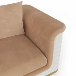 Casa Padrino Luxus Wohnzimmer & Hotel Sessel Braun / Weiß 115 cm - Premium Qualität