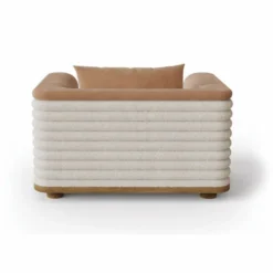 Casa Padrino Luxus Wohnzimmer & Hotel Sessel Braun / Weiß 115 cm - Premium Qualität