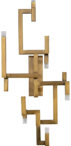 Casa Padrino Luxus Wohnzimmer Edelstahl LED Wandleuchte Gold 30,5 x 28,5 x H. 73,5 cm - Designer Wandlampe