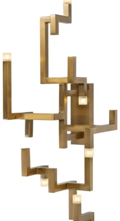 Casa Padrino Luxus Wohnzimmer Edelstahl LED Wandleuchte Gold 30,5 x 28,5 x H. 73,5 cm - Designer Wandlampe
