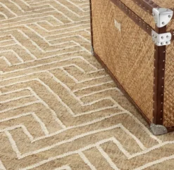 Casa Padrino Luxus Wohnzimmer Teppich Naturfarben / Weiß 300 x 400 cm - Luxus Kollektion