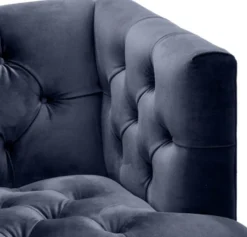 Casa Padrino Luxus Wohnzimmer Sessel Mitternachtsblau / Schwarz / Messingfarben 93 x 85 x H. 79 cm - Chesterfield Möbel