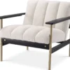 Casa Padrino Luxus Wohnzimmer Sessel Creme / Messing / Schwarz 75 x 78 x H. 73 cm - Moderner Wohnzimmer Sessel - Luxus Wohnzimmer & Hotel Möbel - Luxus Qualität