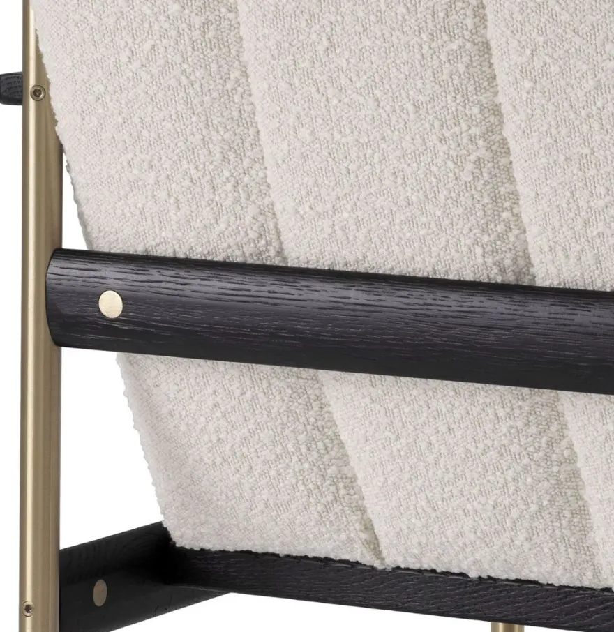 Casa Padrino Luxus Wohnzimmer Sessel Creme / Messing / Schwarz 75 x 78 x H. 73 cm - Moderner Wohnzimmer Sessel - Luxus Wohnzimmer & Hotel Möbel - Luxus Qualität