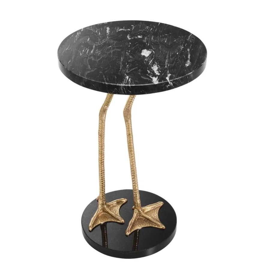Casa Padrino Luxus Wohnzimmer Beistelltisch in gold Messing mit schwarzer Marmorplatte 41 x H. 62 cm - Limited Edition
