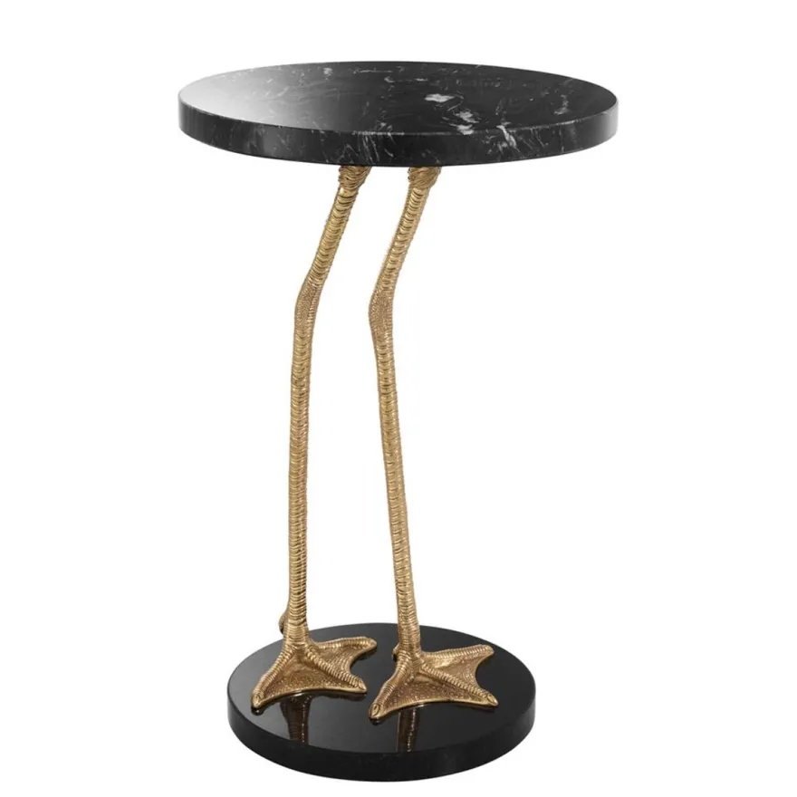 Casa Padrino Luxus Wohnzimmer Beistelltisch in gold Messing mit schwarzer Marmorplatte 41 x H. 62 cm - Limited Edition