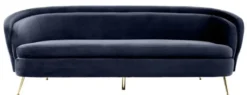 Casa Padrino Luxus Wohnzimmer Samtsofa Mitternachtsblau / Messingfarben 220 x 85 x H. 77 cm - Luxus Möbel