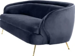 Casa Padrino Luxus Wohnzimmer Samtsofa Mitternachtsblau / Messingfarben 220 x 85 x H. 77 cm - Luxus Möbel
