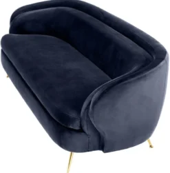 Casa Padrino Luxus Wohnzimmer Samtsofa Mitternachtsblau / Messingfarben 220 x 85 x H. 77 cm - Luxus Möbel