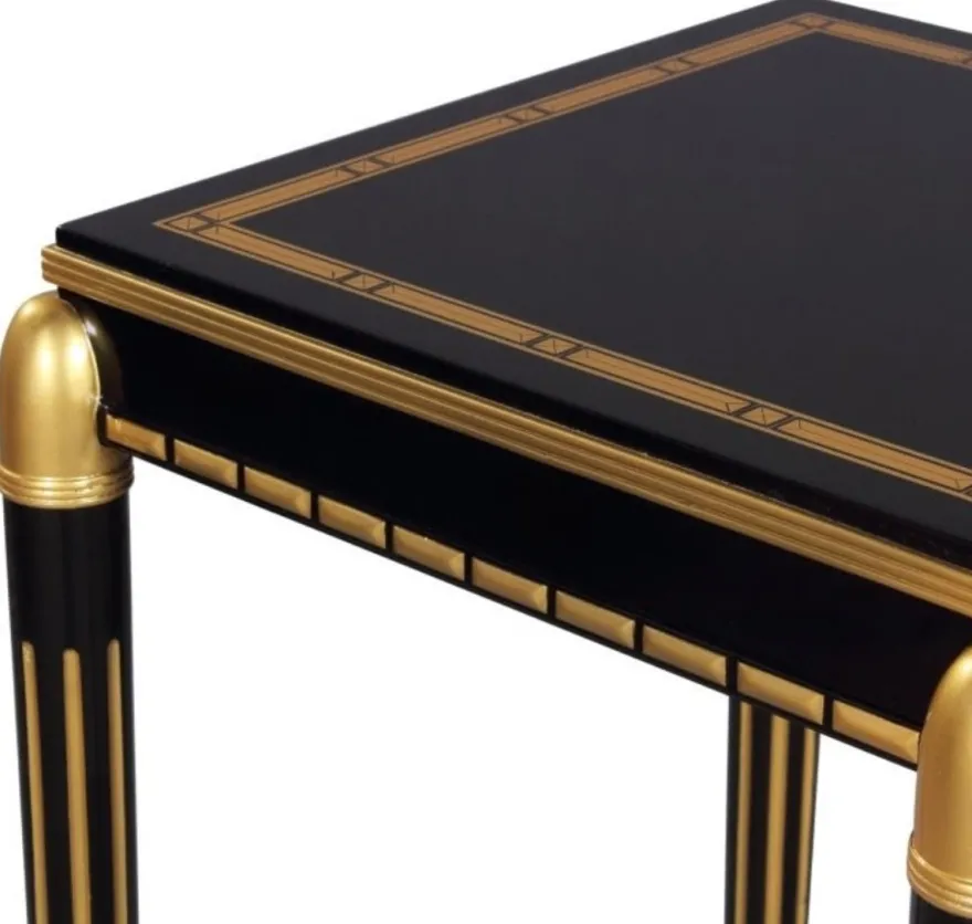 Casa Padrino Luxus Wohnzimmer Blumentisch Schwarz / Gold 45 x 45 x H. 95 cm - Luxus Beistelltisch
