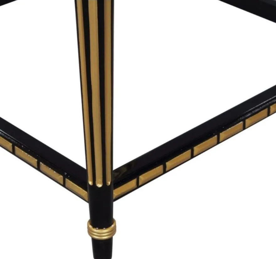 Casa Padrino Luxus Wohnzimmer Blumentisch Schwarz / Gold 45 x 45 x H. 95 cm - Luxus Beistelltisch