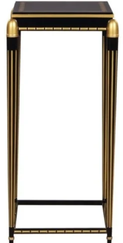 Casa Padrino Luxus Wohnzimmer Blumentisch Schwarz / Gold 45 x 45 x H. 95 cm - Luxus Beistelltisch