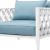 Casa Padrino Luxus Wohnzimmer Sessel mit Kissen Weiß / Hellblau 96,5 x 93,5 x H. 68,5 cm - Wohnzimmer Möbel