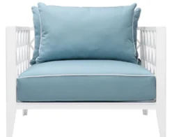 Casa Padrino Luxus Wohnzimmer Sessel mit Kissen Weiß / Hellblau 96,5 x 93,5 x H. 68,5 cm - Wohnzimmer Möbel