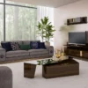 Casa Padrino Luxus Wohnzimmer Set Grau / Braun - 2 Sofas & 2 Sessel & 1 Couchtisch Set - Edle Wohnzimmermöbel - Luxus Möbel