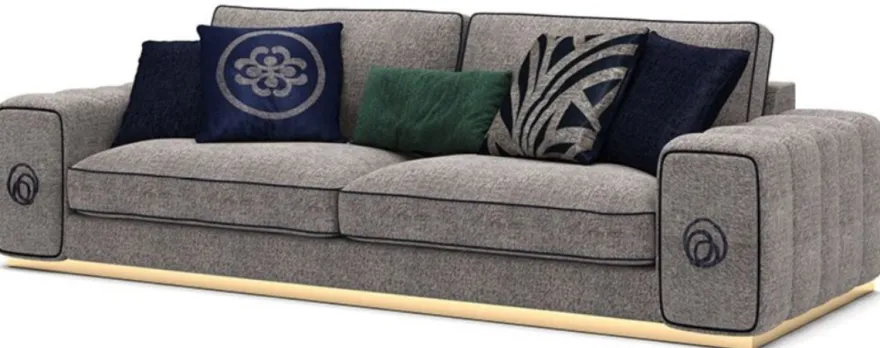 Casa Padrino Luxus Wohnzimmer Set Grau / Braun - 2 Sofas & 2 Sessel & 1 Couchtisch Set - Edle Wohnzimmermöbel - Luxus Möbel
