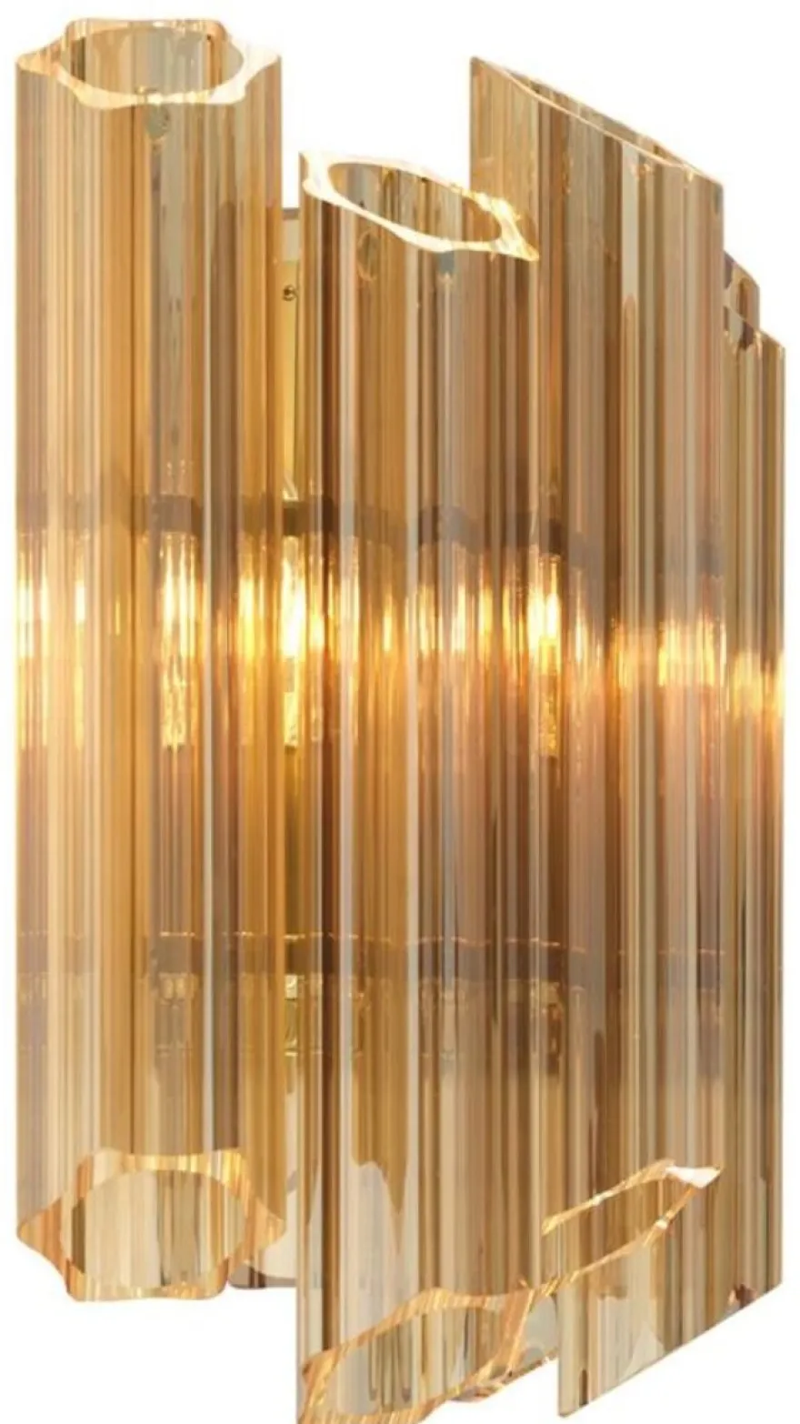 Casa Padrino Luxus Wohnzimmer Wandleuchte Gold 33 x 17 x H. 32,5 cm - Luxus Kollektion