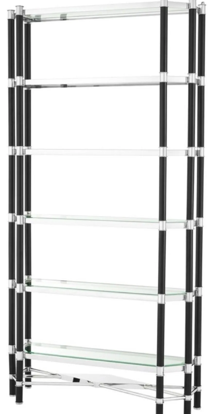 Casa Padrino Luxus Wohnzimmer Regalschrank Silber / Schwarz 110 x 35 x H. 220 cm - Wohnzimmerschrank