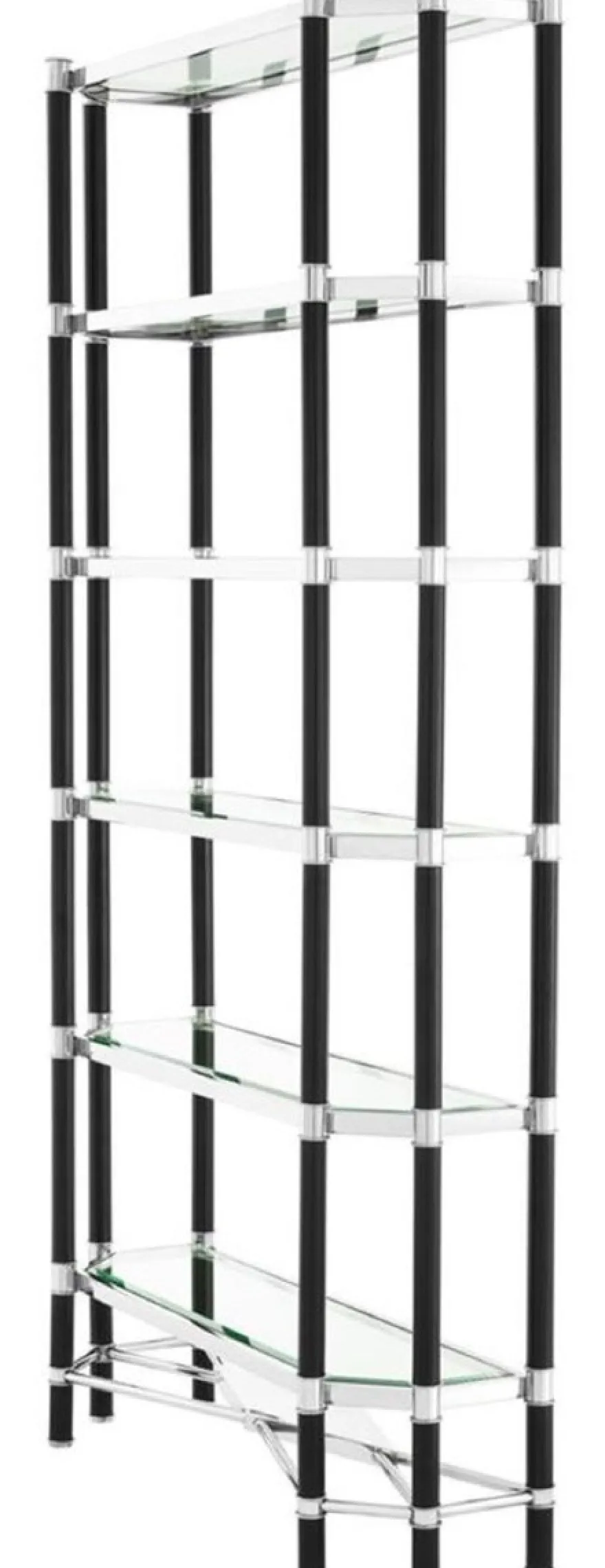 Casa Padrino Luxus Wohnzimmer Regalschrank Silber / Schwarz 110 x 35 x H. 220 cm - Wohnzimmerschrank