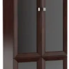 Casa Padrino Luxus Wohnzimmerschrank Dunkelbraun / Silber 90,6 x 44,2 x H. 225,6 cm - Regalschrank Büroschrank mit 4 Glastüren