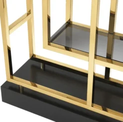 Casa Padrino Luxus Wohnzimmer Regalschrank Gold / Schwarz 108 x 29 x H. 240 cm