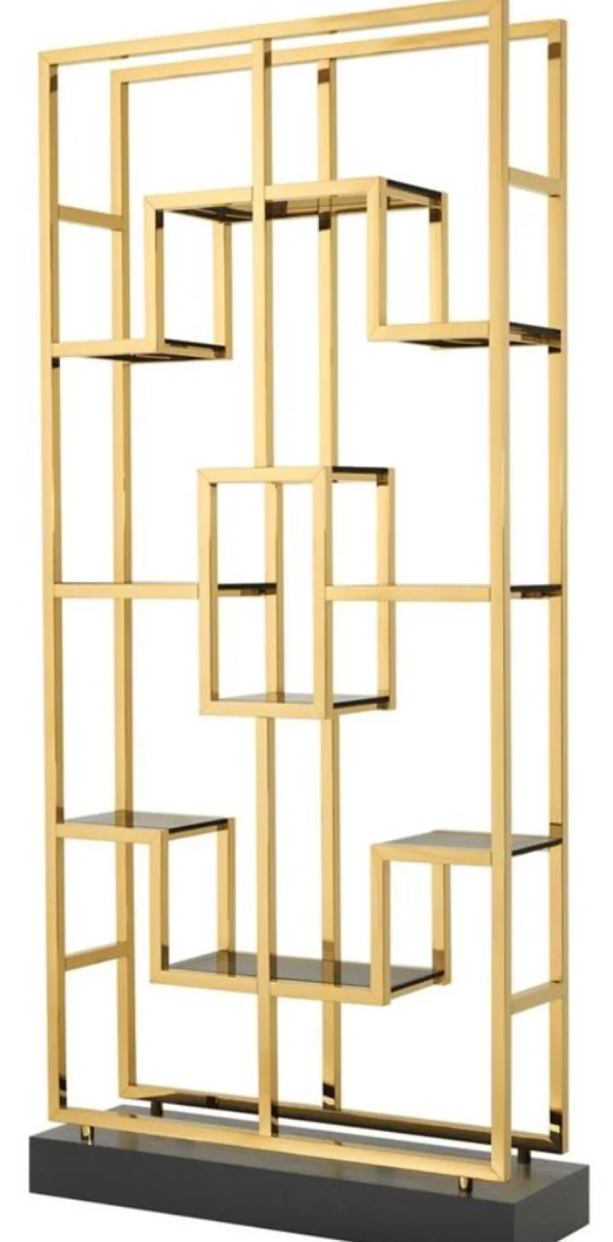 Casa Padrino Luxus Wohnzimmer Regalschrank Gold / Schwarz 108 x 29 x H. 240 cm