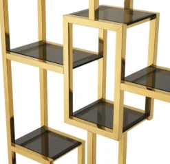 Casa Padrino Luxus Wohnzimmer Regalschrank Gold / Schwarz 108 x 29 x H. 240 cm