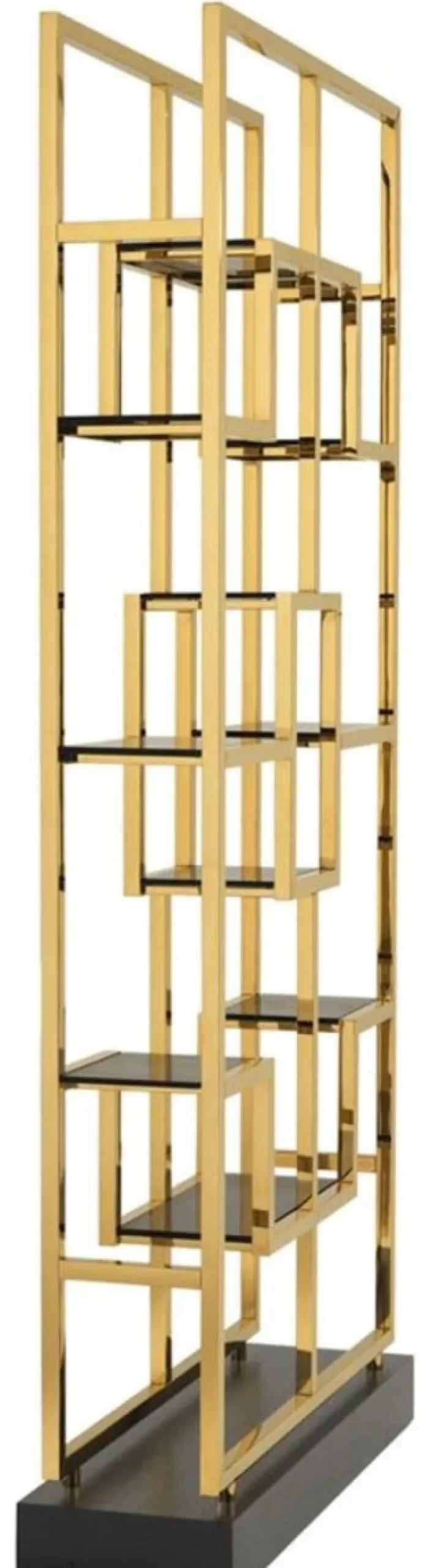 Casa Padrino Luxus Wohnzimmer Regalschrank Gold / Schwarz 108 x 29 x H. 240 cm
