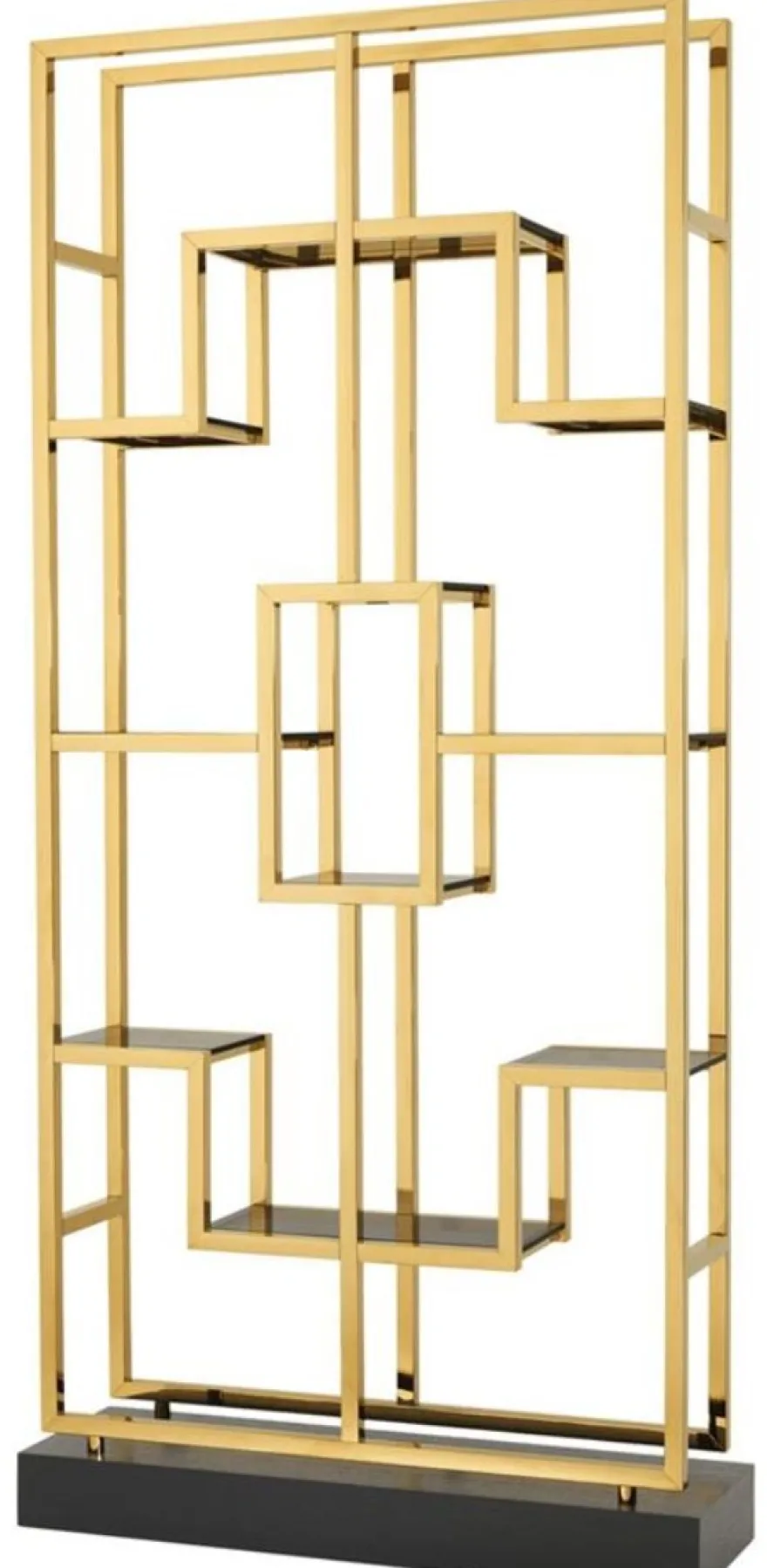 Casa Padrino Luxus Wohnzimmer Regalschrank Gold / Schwarz 108 x 29 x H. 240 cm