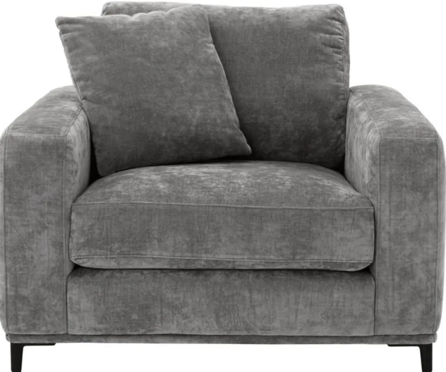 Casa Padrino Luxus Wohnzimmer Sessel Grau / Schwarz 105 x 102 x H. 80 cm - Wohnzimmermöbel