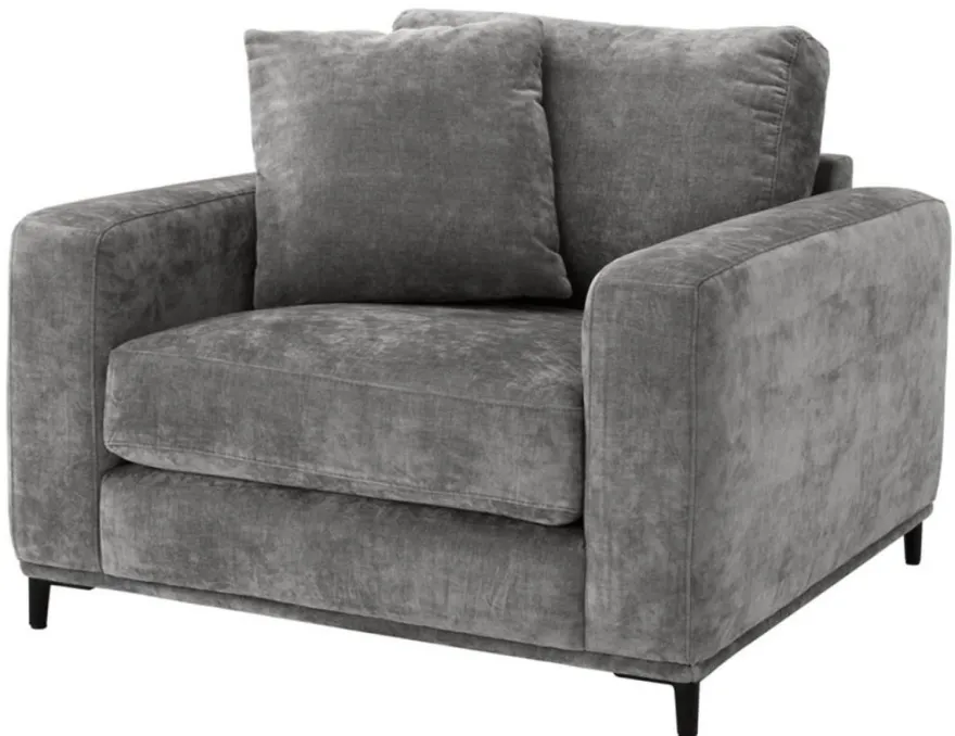 Casa Padrino Luxus Wohnzimmer Sessel Grau / Schwarz 105 x 102 x H. 80 cm - Wohnzimmermöbel