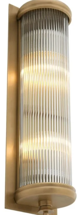 Casa Padrino Luxus Wohnzimmer Wandlampe Messing 13 x 11 x H. 43 cm - Hotel Möbel
