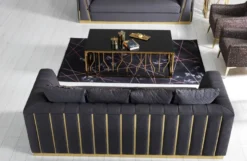 Casa Padrino Luxus Wohnzimmer Sofa mit dekorativen Kissen Lila / Gold 240 x 92 x H. 78 cm - Luxus Wohnzimmer Möbel