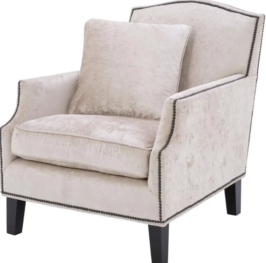 Casa Padrino Luxus Wohnzimmer Sessel Creme / Schwarz 79 x 98 x H. 90 cm - Limited Edition