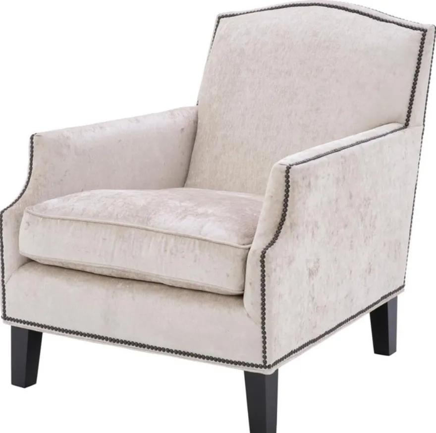 Casa Padrino Luxus Wohnzimmer Sessel Creme / Schwarz 79 x 98 x H. 90 cm - Limited Edition
