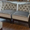 Casa Padrino Luxus Wohnzimmer Sessel Set Silbergrau / Dunkelbraun - 2 Neoklassische Sessel mit edlem Velourstoff - Wohnzimmer Möbel im Neoklassischem Stil
