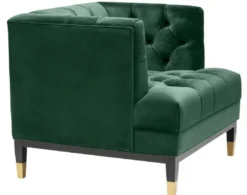 Casa Padrino Luxus Wohnzimmer Sessel Grün / Schwarz / Messingfarben 93 x 85 x H. 79 cm - Chesterfield Möbel