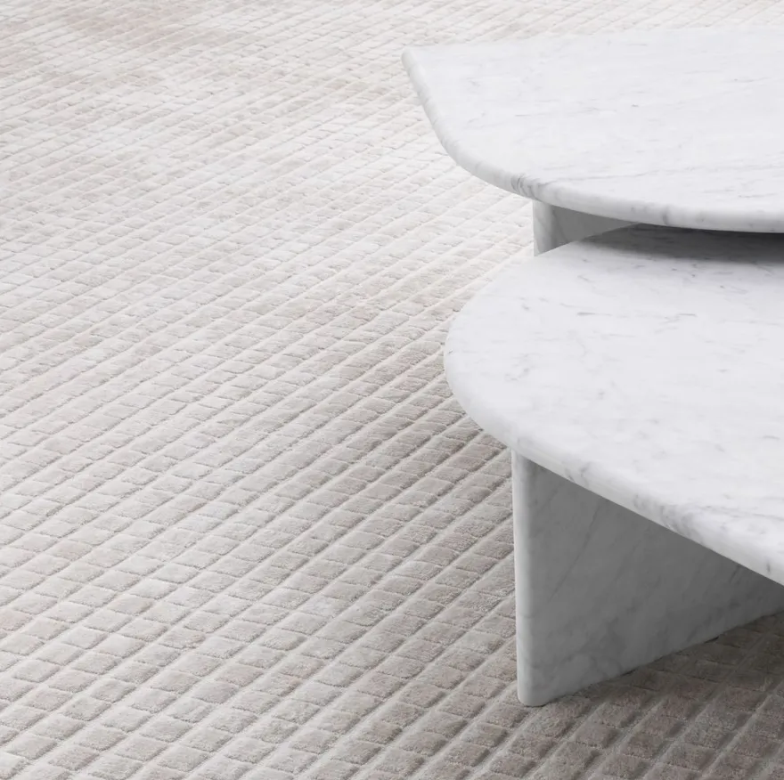 Casa Padrino Luxus Wohnzimmer Teppich Silber Sandfarben 200 x 300 cm - Moderner handgewebter rechteckiger Viskose Teppich - Luxus Qualität
