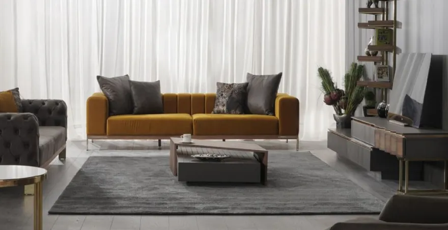 Casa Padrino Luxus Wohnzimmer TV Schrank Set Grau / Braun / Gold - 1 TV Schrank mit 4 Schubladen & 2 Wandregale - Wohnzimmer Möbel - Massivholz Möbel - Luxus Möbel - Luxus Einrichtung