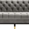 Casa Padrino Luxus Wohnzimmer Sofa Grau / Schwarz / Messingfarben 230 x 85 x H. 79 cm - Chesterfield Samtsofa
