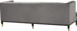 Casa Padrino Luxus Wohnzimmer Sofa Grau / Schwarz / Messingfarben 230 x 85 x H. 79 cm - Chesterfield Samtsofa