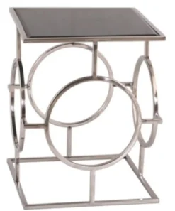 Casa Padrino Luxus Wohnzimmer Beistelltisch Silber / Schwarz 40 x 40 x H. 50 cm - Designer Wohnzimmermöbel