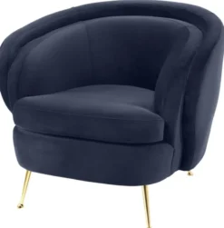 Casa Padrino Luxus Wohnzimmer Samtsessel Mitternachtsblau / Messingfarben 92 x 85 x H. 79 cm - Luxus Möbel