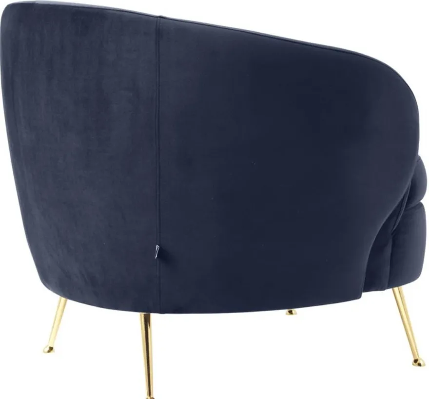 Casa Padrino Luxus Wohnzimmer Samtsessel Mitternachtsblau / Messingfarben 92 x 85 x H. 79 cm - Luxus Möbel