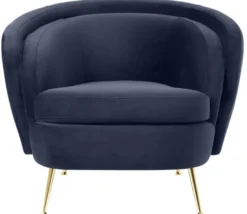 Casa Padrino Luxus Wohnzimmer Samtsessel Mitternachtsblau / Messingfarben 92 x 85 x H. 79 cm - Luxus Möbel