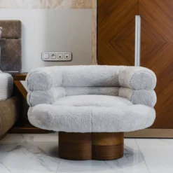 Casa Padrino Luxus Wohnzimmer Sessel Grau / Braun 100 cm